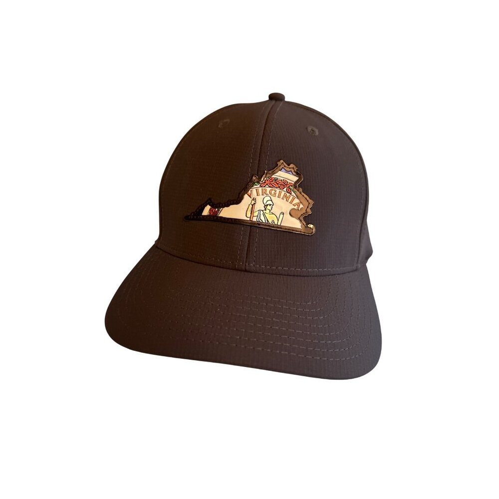 Virginia State Shape Gray Perforated Snapback Hat Local Crown Souvenir Travel